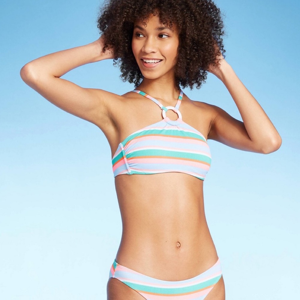 Xhilaration Junior’s Striped Ribbed Bikini Set